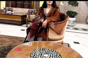 Elegant Brown Embroidered Salwar Suit