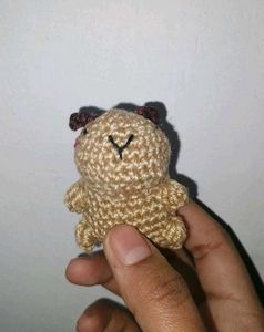 Crochet Capybara Keychain Size