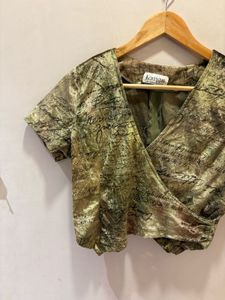 Vintage Green Velvet Wrap Top