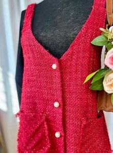 Red Tweed Pinafore Dress