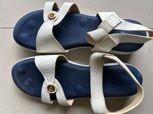 White &amp; Blue Sandals