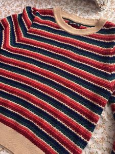 Striped Knit Pullover Sweater