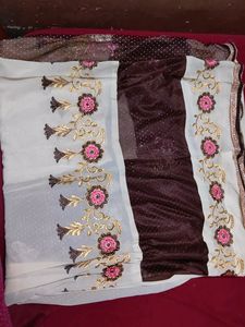 Brown With Biscuit Colour Saree