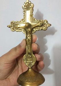 Vintage Brass Crucifix Statue