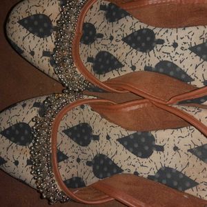 Beaded Spade Print Flats