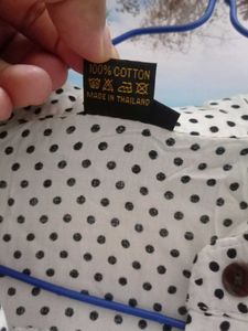 Polka Dot Roll Tab Sleeve Blouse