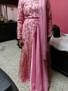 Pink &amp; Gold Embroidered Anarkali.
