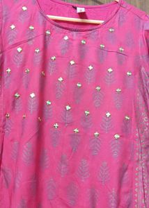 Pink Printed Double Layered Kurti