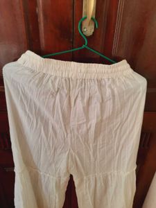 White Mordern Pure Cotton Flared Palazzo