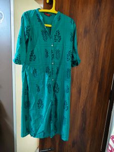 Green Printed Kurta Dress