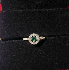 Emerald Halo Ring pure silver # fixed price
