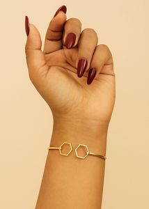 Gold Hexagon Bangle Bracelet