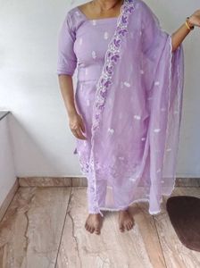 Thread Work Churidar With Long Dupatta