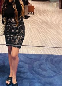 Nude  Lining Lace Pencil Skirt