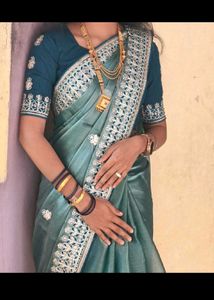 Elegant Blue-Green Saree