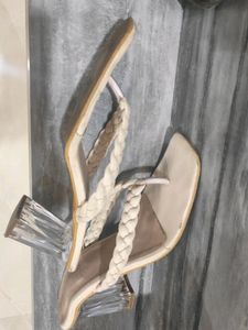 T-straps Transparent Block Heels