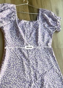 Ditsy Floral Print Flounce Sleeve Dress