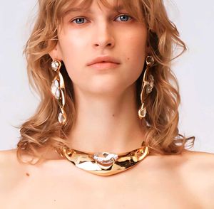 ZARA Chunky Stone Studded Gold Necklace