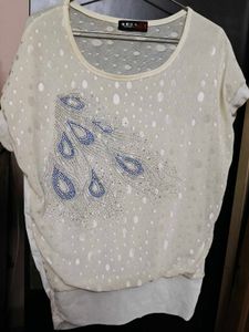 Stylish White Embellished Top