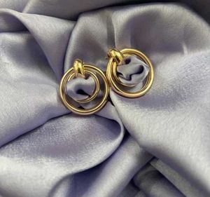 Gold Circle Drop Earrings