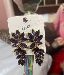 Purple Crystal Chandelier Earrings