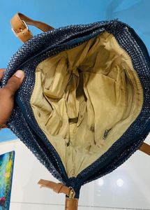 Stylish Handwoven Tote Bag with Faux Leather Strap