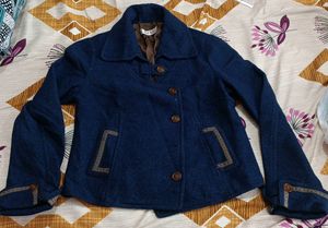 Vintage Navy Wool Cropped Jacket