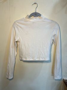 White Turtle Neck Long Sleeve Top