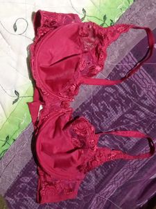Elegant Red Floral Lace Bra