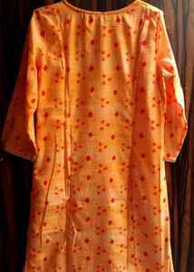 Soft Peach Kurti with Red Dots