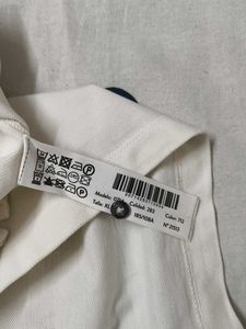Massimo Dutti Men White Cotton Polo Tshirt
