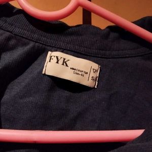 Navy Blue Polo Neck Crop Top