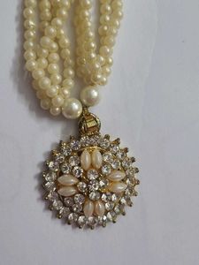 Pearl with Golden Diamond Pendent