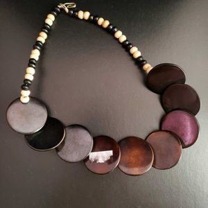 Unique Wood look Bead Necklace