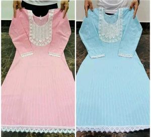 Elegant Cotton Kurti Combo (Pink & Sky Blue)