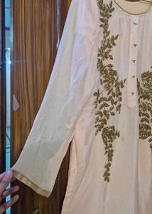 Peach Embroidered Kurta Set