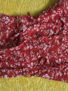 Red Floral Wrap Dress