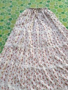 White Orange Floral Skirt