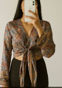 Imported Kimono Front Tie Top