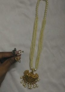 Bead Necklace and 3 rings combo