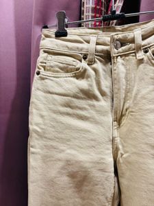 H&amp;M Beige Straight Leg Jeans