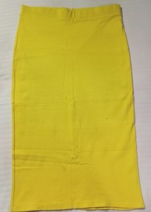 Vibrant Yellow Bodycon Midi Pencil Skirt