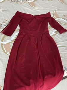 Burgundy Off-Shoulder Jumpsuit
