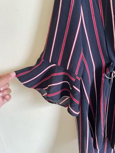 Striped Ruffle Sleeve Top