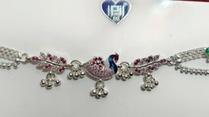 Pyre Silver Anklets with Peacock Design