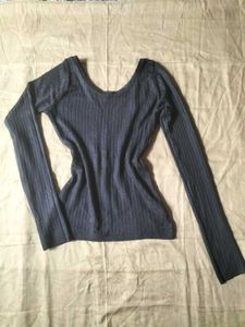 Black Ribbed Fitted Top