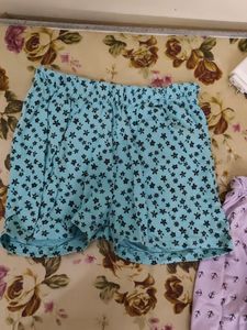 Women Blue 💙 And Lavender 🪻 Summer Cotton Shorts