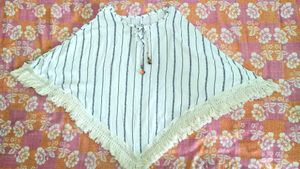 Striped Fringe Poncho