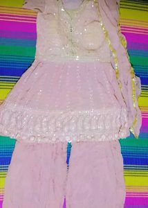 Pink Embellished Sharara Dress