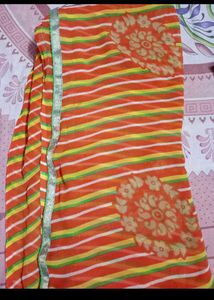 Orange Striped Dupatta